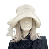 Lovely Linen Cloche Hat with Chiffon Scarf |The Eleanor