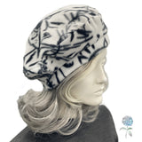 Cat Print Beret in Teal Fleece Made to Order