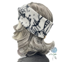 Cat Print Black and White Fleece Turban Twist Fleece Headband