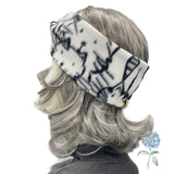 Cat Print Black and White Fleece Turban Twist Fleece Headband