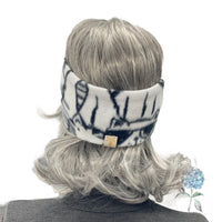 Cat Print Black and White Fleece Turban Twist Fleece Headband