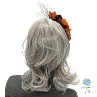 Autumn Hydrangea Fascinator with Mulberry Net – Handmade Floral Headpiece in Wine, Cinnamon & Gold | Wedding, Races & Fall Events