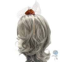 Autumn Hydrangea Fascinator with Mulberry Net – Handmade Floral Headpiece in Wine, Cinnamon & Gold | Wedding, Races & Fall Events