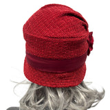 Red Bouclé Cloche Hat with Satin Lining  | The Alice