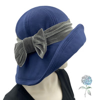 Black Wide Brim Fleece Hat with Velvet Bow | The Derby