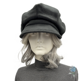 Black Newsboy Hat Ready to Ship - Size Medium 23"