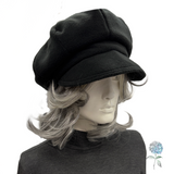 Black Newsboy Hat Ready to Ship - Size Medium 23"