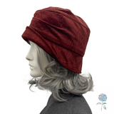 Burgundy Velvet Cloche Hat with Feathers | The Alice