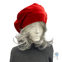 Handmade Red Velvet Beret – French Style Women’s Hat, Parisian Chic