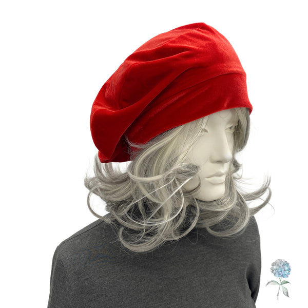 Handmade Red Velvet Beret – French Style Women’s Hat, Parisian Chic