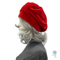 Handmade Red Velvet Beret – French Style Women’s Hat, Parisian Chic