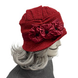 Red Bouclé Cloche Hat with Satin Lining  | The Alice