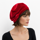 Soft Red Velvet Beret with Small Bow
