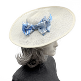 Custom Ivory Sinamay Fascinator with Bespoke Fabric Bow for Anette