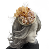 Champagne & Blush Floral Fascinator – Handmade Statement Headpiece