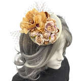 Champagne & Blush Floral Fascinator – Handmade Statement Headpiece
