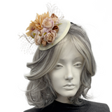 Champagne & Blush Floral Fascinator – Handmade Statement Headpiece
