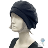 Handmade Fleece Beret : Satin Lined Winter Hat for Women with Removable Bow