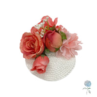 Classic Coral & Cream Mini Fascinator – Timeless Elegance for Special Occasions