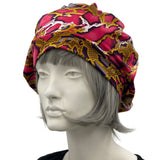 Beret in Red and Gold Ankara Jersey