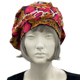 Beret in Red and Gold Ankara Jersey