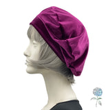 Beret for Women in Raspberry Velvet, Satin Lined Hat, Handmade in the USA