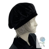 Beret for Women in Raspberry Velvet, Satin Lined Hat, Handmade in the USA