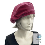 Beret for Women in Raspberry Velvet, Satin Lined Hat, Handmade in the USA