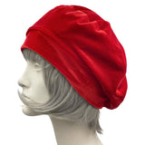 Navy Velvet Beret: Handmade Satin-Lined Hat with Bow