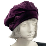 Navy Velvet Beret: Handmade Satin-Lined Hat with Bow