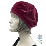Navy Velvet Beret: Handmade Satin-Lined Hat with Bow
