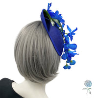 Blue Iris Flower Fascinator, Kentucky Derby Hats For Women, Royal Fascinator Headband, Saucer Hat, Handmade in the USA