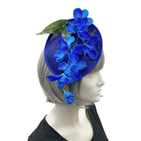 Blue Iris Flower Fascinator, Kentucky Derby Hats For Women, Royal Fascinator Headband, Saucer Hat, Handmade in the USA