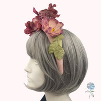 Dusky Pink Floral Padded Fascinator Headband, Ready to Ship, Races, Weddings and Garden Parties, Best Friend Gifts