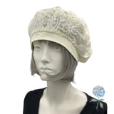 Cream or White Lace Beret, Wedding Hat, Summer Hats Women, Handmade in the USA