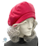 Pink Fleece Beret with Satin Lining, Winter Hats For Women, Handmade in the USA