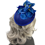Cobalt Blue Iris Fascinator: Handmade Tea Party Headpiece