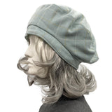 Wool Beret for Women, Handmade in Dusky Green/Gray, Satin Lined Hat, Gift For Best Friend Female