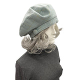 Wool Beret for Women, Handmade in Dusky Green/Gray, Satin Lined Hat, Gift For Best Friend Female
