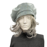Wool Beret for Women, Handmade in Dusky Green/Gray, Satin Lined Hat, Gift For Best Friend Female