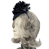 Navy Blue Fascinator, Floral Headband Elegant Derby, Wedding & Formal Event Accessory