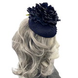 Navy Blue Fascinator, Floral Headband Elegant Derby, Wedding & Formal Event Accessory