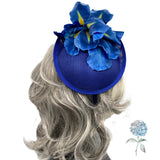 Cobalt Blue Iris Fascinator: Handmade Tea Party Headpiece