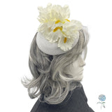 White Iris Fascinator Hat for Weddings, the Races and Special Occasions
