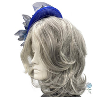 Large Navy Blue and Royal Blue Flower Fascinator Hats for Women, Kentucky Derby, Weddings, Cocktail and Tea Parties, Handmade in the USA