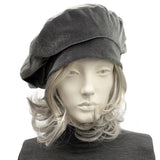 Grey Beret: Handmade in Velvet, Satin Lined Chemo Headwear (M/L)