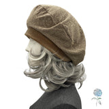 Fancy Beret for Women - Tan Evening Hat, Handmade Chemo Headwear