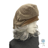 Fancy Beret for Women - Tan Evening Hat, Handmade Chemo Headwear
