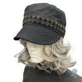 Waxed Cotton Cadet Cap, Rain Hat in Black, Handmade Walking Hat, USA Made Size Large