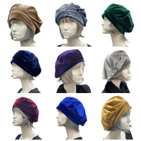 Dusky Teal Velvet Beret – Satin Lined, Size M-L Ready to Ship, Handmade Gift